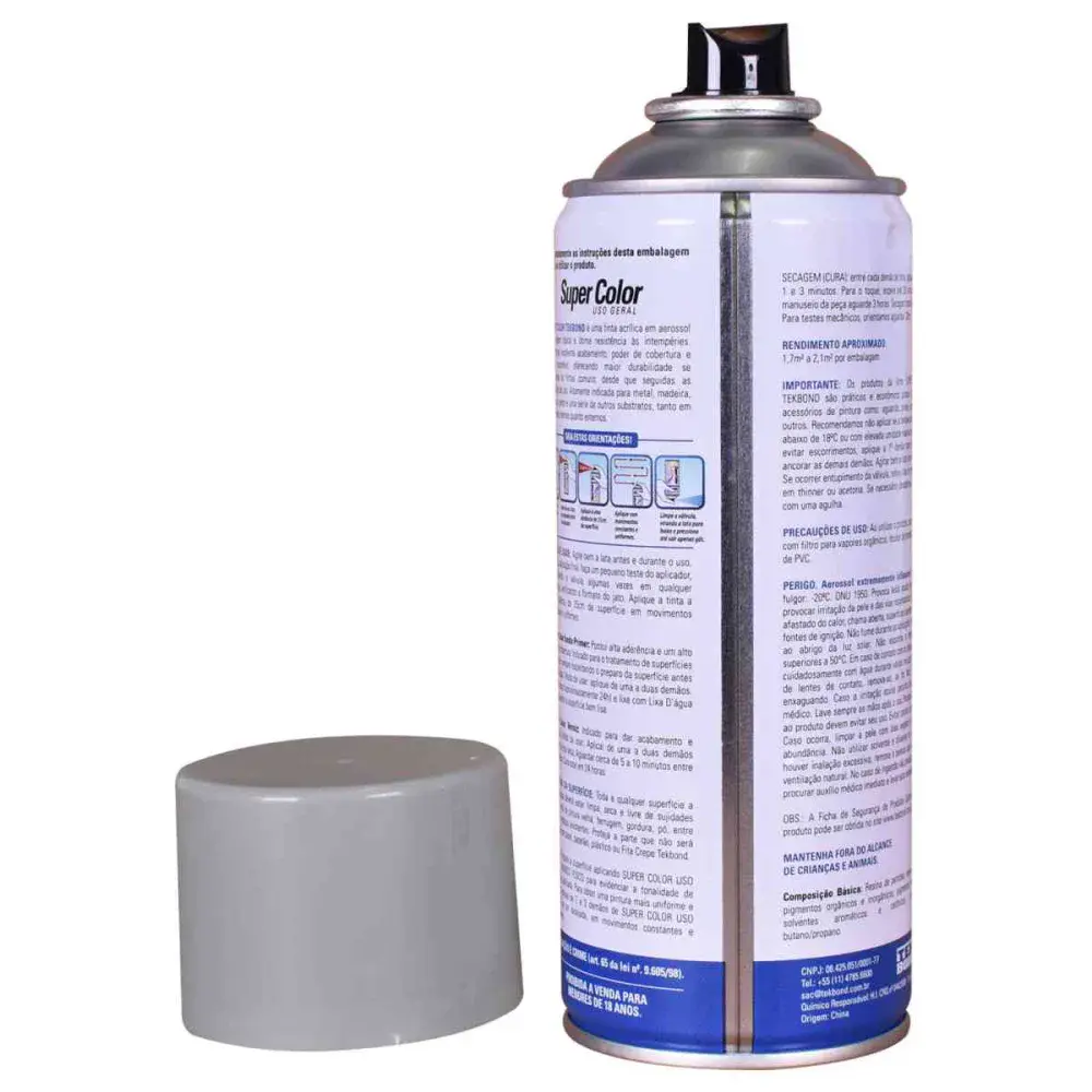 Tinta spray uso geral platina 350ML Tekbond — fotografia 3