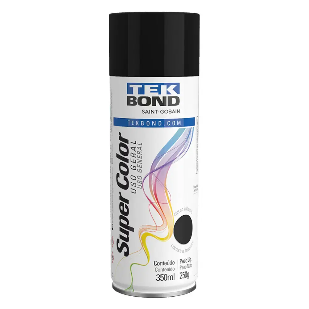 Tinta spray 350ML preto fosco 23001006900 Tekbond — fotografia de referência