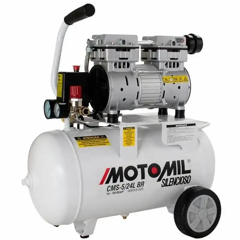 Compressor odontológico 5 pés 24L 120PSI silencioso CMS-5/24BR MotoMil 110 V