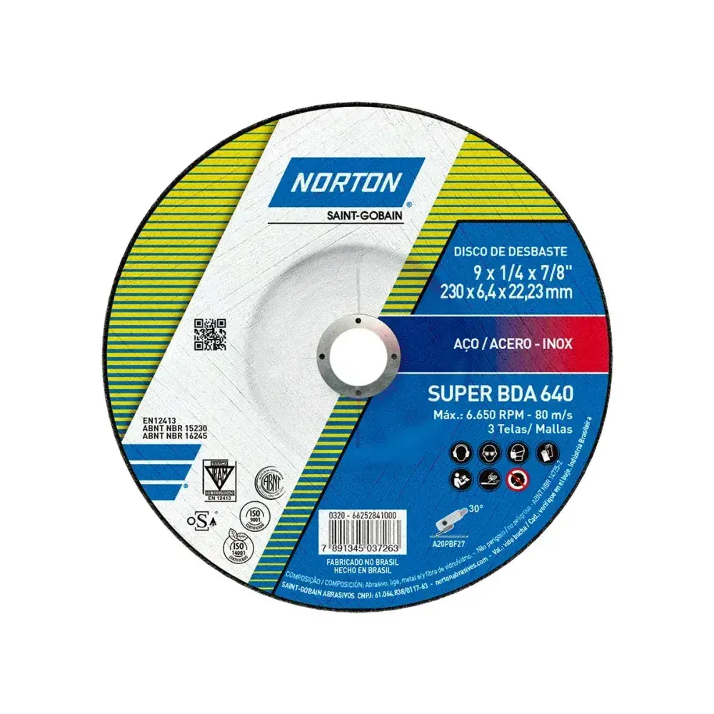 Disco de desbaste super aço bda 640 230X6,4X22,23MM Norton — fotografia 3