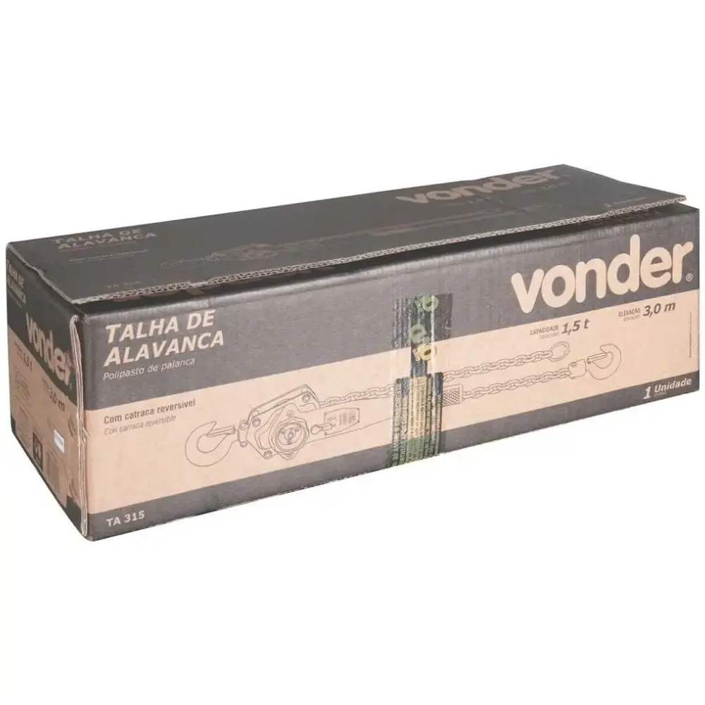 Talha manual com alavanca capacidade 1.5 TON elevação 3 metros TA315 Vonder — fotografia 5