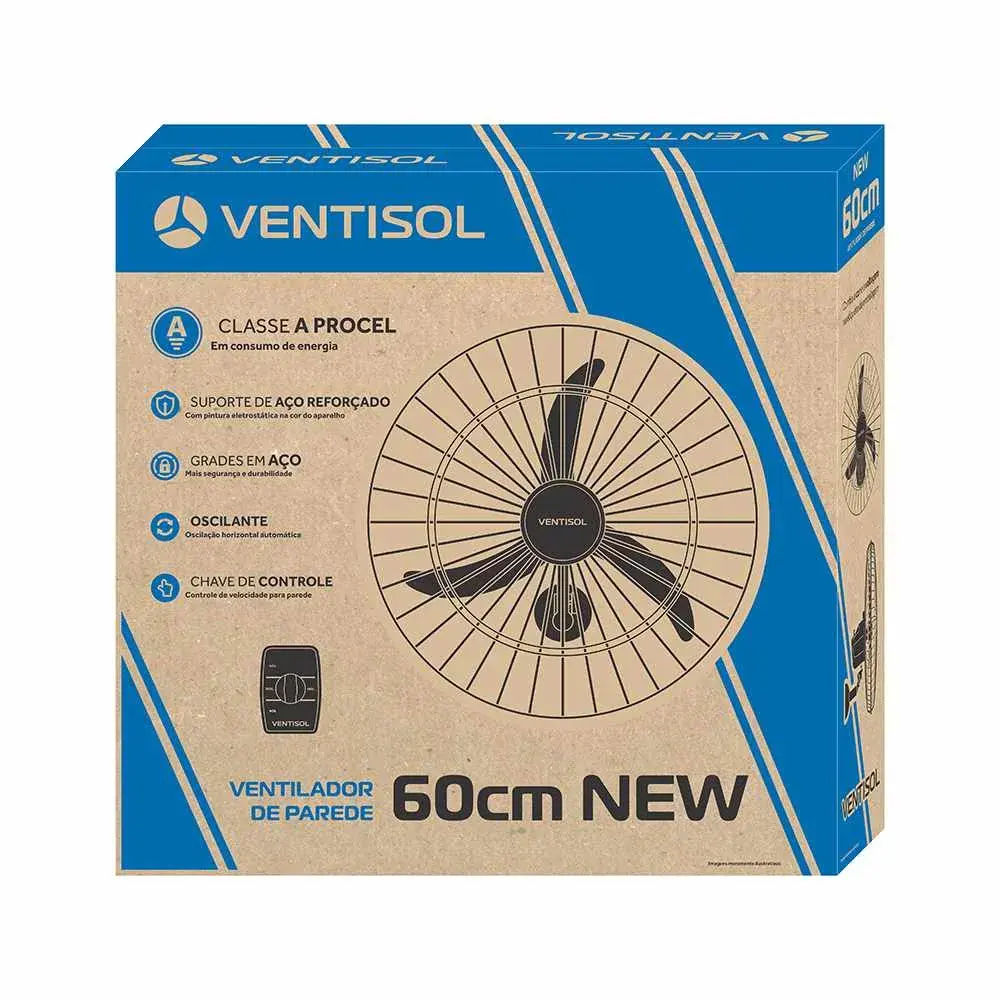 Ventilador de parede oscilante 60CM preto Ventisol — fotografia 10