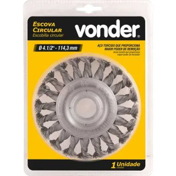 Escova Circular 4.1/2" x 1/2" x 7/8" Torcida - Vonder — fotografia de referência