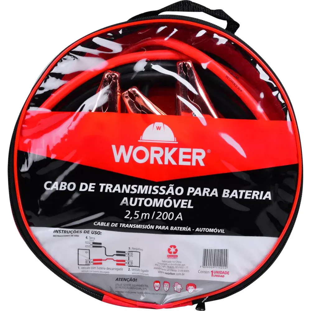 Cabo de bateria 2,5M automóvel chupeta com garra Worker — fotografia 5