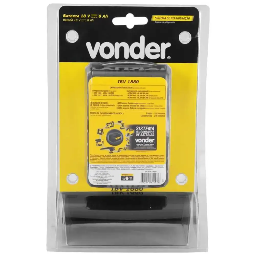 Bateria 18V lítio 8AH IBV1880 60.04.188.000 Vonder — fotografia 7