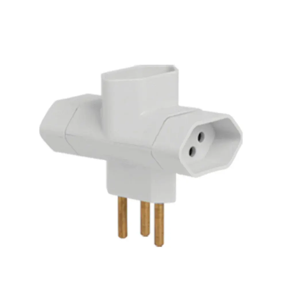 Plugue t 3 saídas 3 pinos 10A branco Ilumi