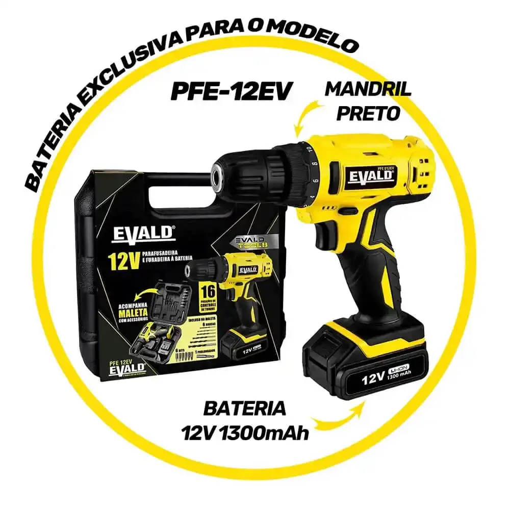 Bateria 1,3AH 12V lítio para parafusadeira PFE-012EV Evald — fotografia 2
