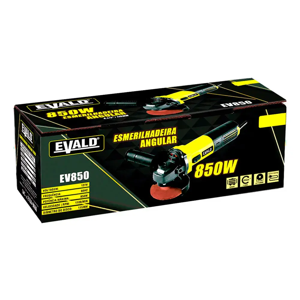Esmerilhadeira angular 4.1/2 POL 850W 115MM EV850 Evald 220 V — fotografia 8