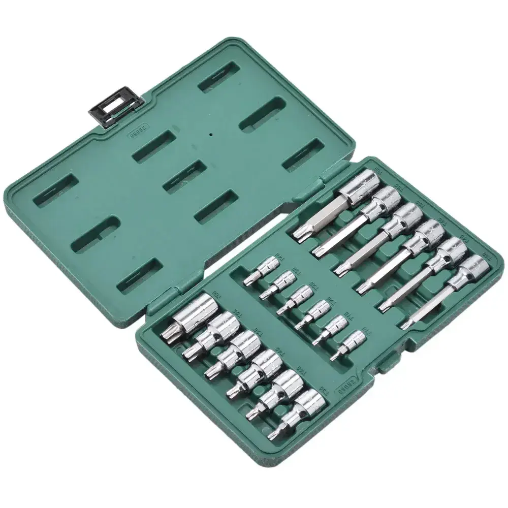 Jogo de soquetes com bits torx 18 peç 1/4 1/2” Sata — fotografia 7