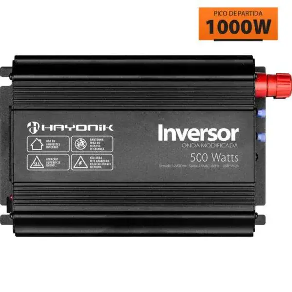 Inversor de tensão onda modificada 500W - 12V/220V - Hayonik — fotografia de referência