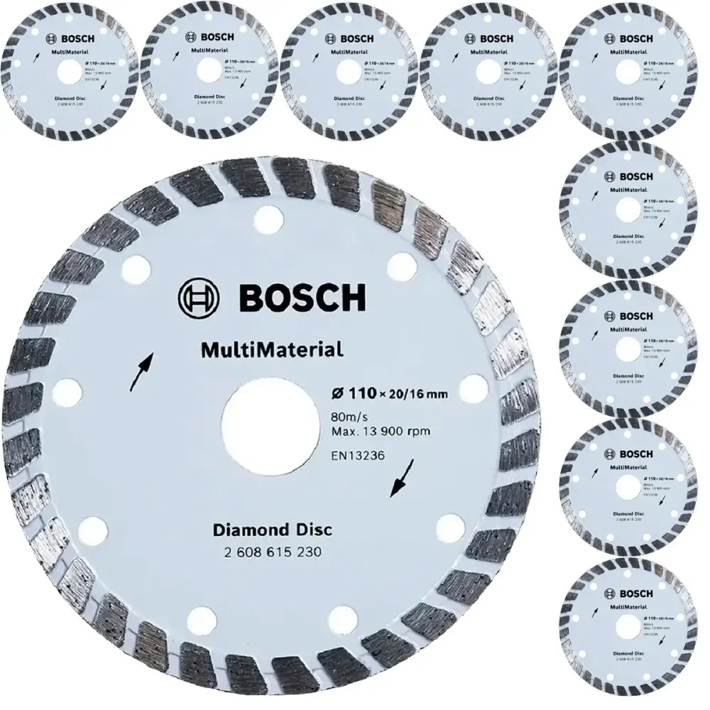 Disco de corte diamantado turbo multimaterial 110X20MM kit 10 unidades Bosch