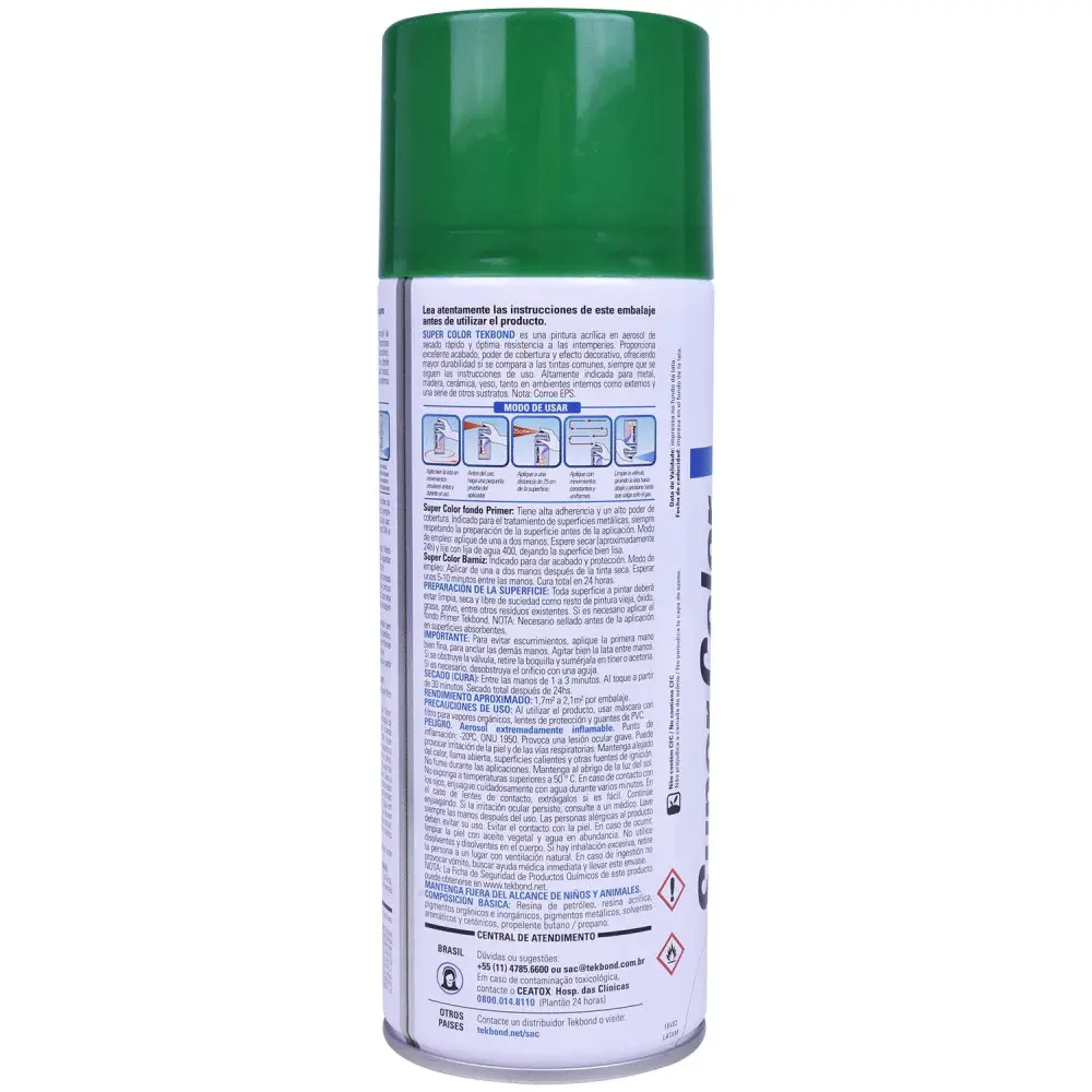 Tinta spray uso geral verde 350ML Tekbond — fotografia 2