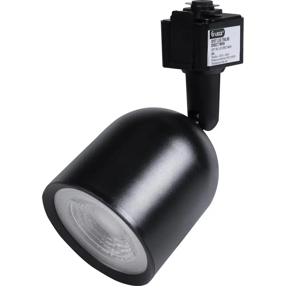Spot led para trilho 6W 6500K 50/60HZ bivolt preto Liege
