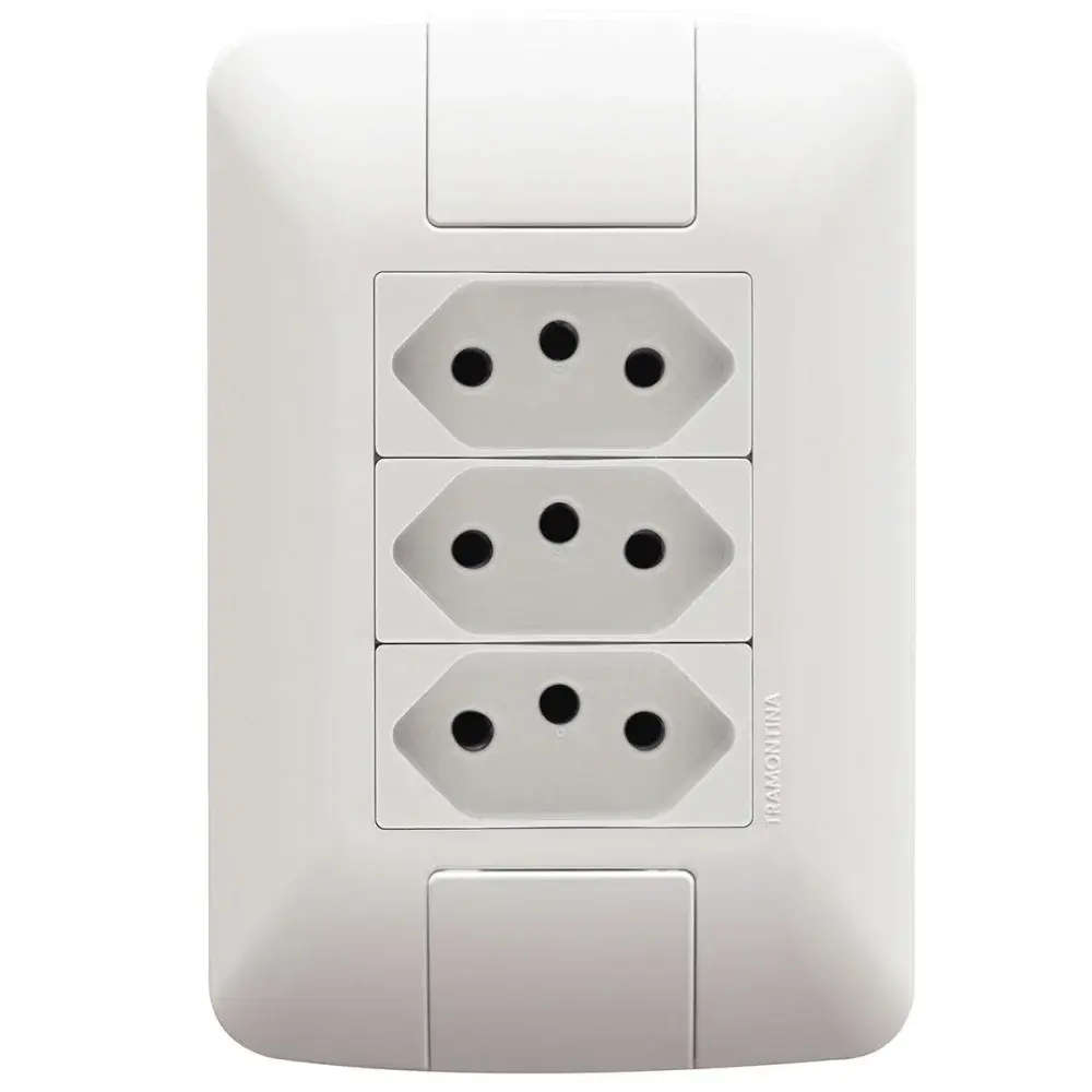 Conjunto de 3 tomadas 2P+T aria 10A branco 250V Tramontina