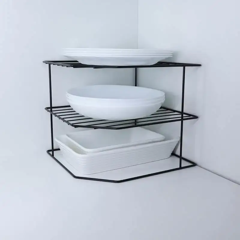 Organizador porta pratos horizontal viena 3 níveis em aço preto 990807 BEL — fotografia 3