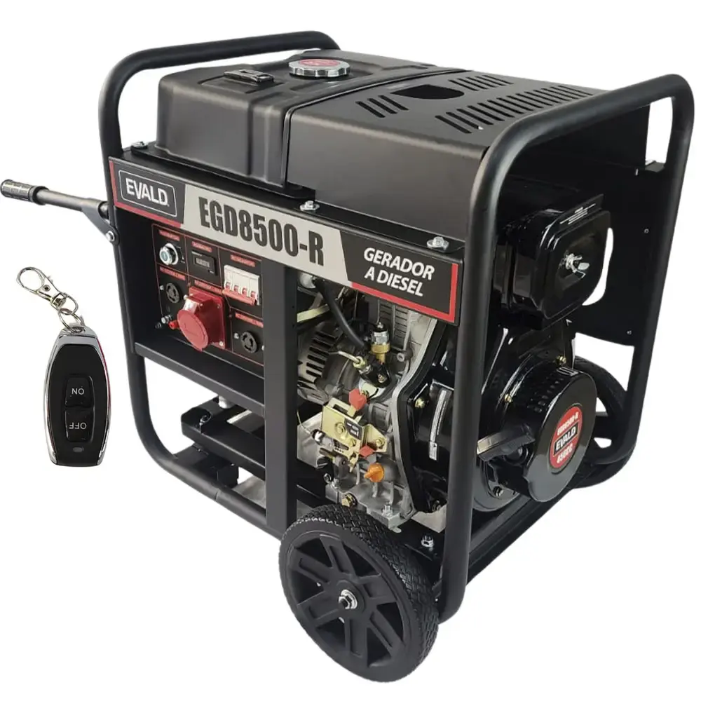Gerador energia diesel 7,5 KVA partida elétrica controle remoto 220V trifásico EGD8500-R Evald 220 V — fotografia de referência