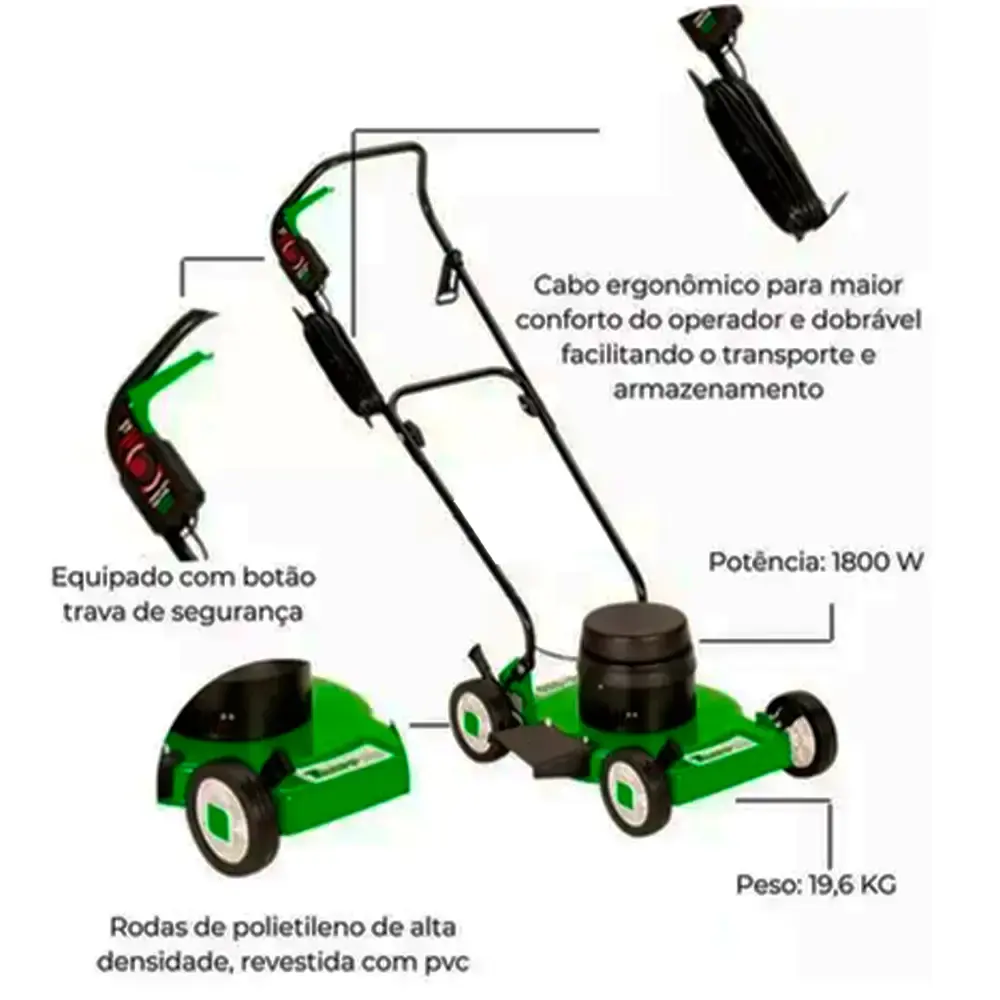 Cortador de grama elétrico 1,5 CV 1800W SL-350 Trapp 220 V — fotografia 2