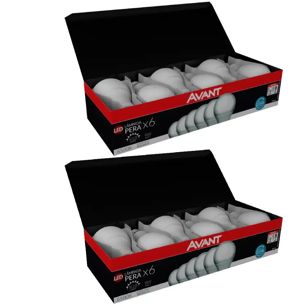Kit 12 lâmpadas pera led 9W 6500K Avant — fotografia 2