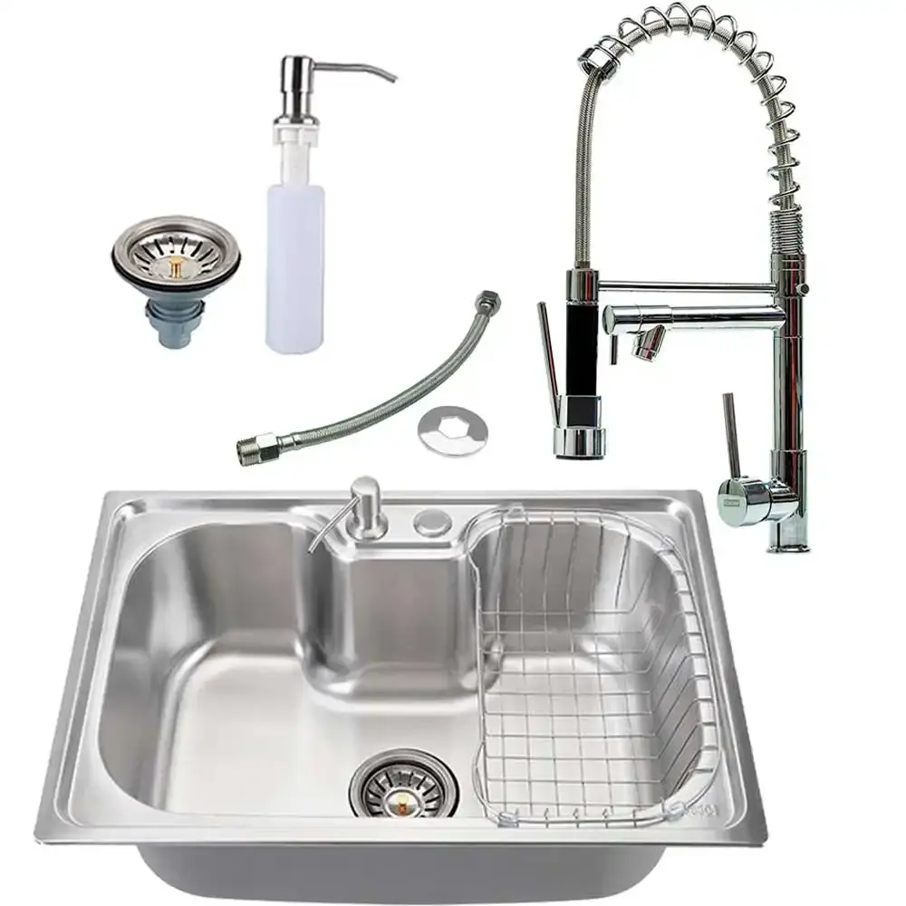 Kit cuba inox 60CM com torneira monocomando cozinha Kokay