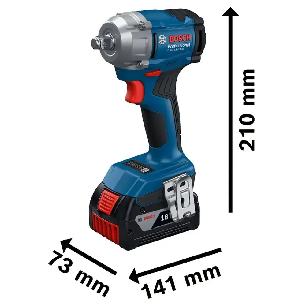 Chave de impacto 18V 1/2POL 350NM GDS 18V-350 brushless com 2 baterias e maleta Bosch — fotografia 4