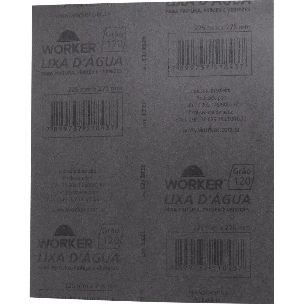 Lixa d água grão 120 225MM x 275MM Worker — fotografia 3