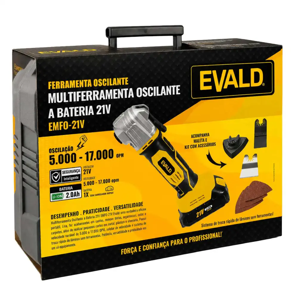 Multiferramenta oscilante bateria 21V 2,0AH com maleta BMC e kit 6 acessórios EMFO-21V Evald — fotografia 9