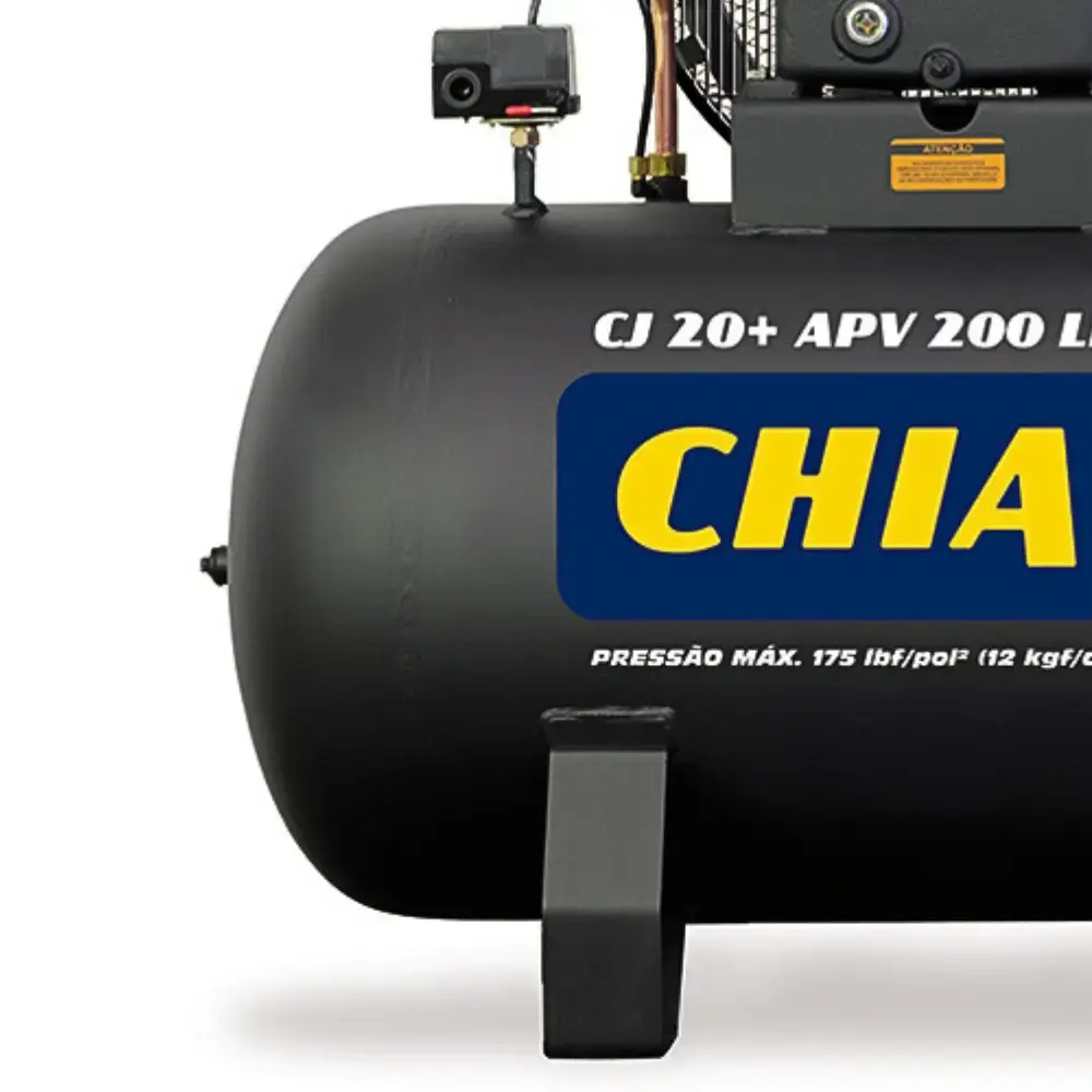 Compressor de ar 20 pés 5 HP 200 litros 175 libras trifásico CJ 20+ APV Chiaperini — fotografia 4