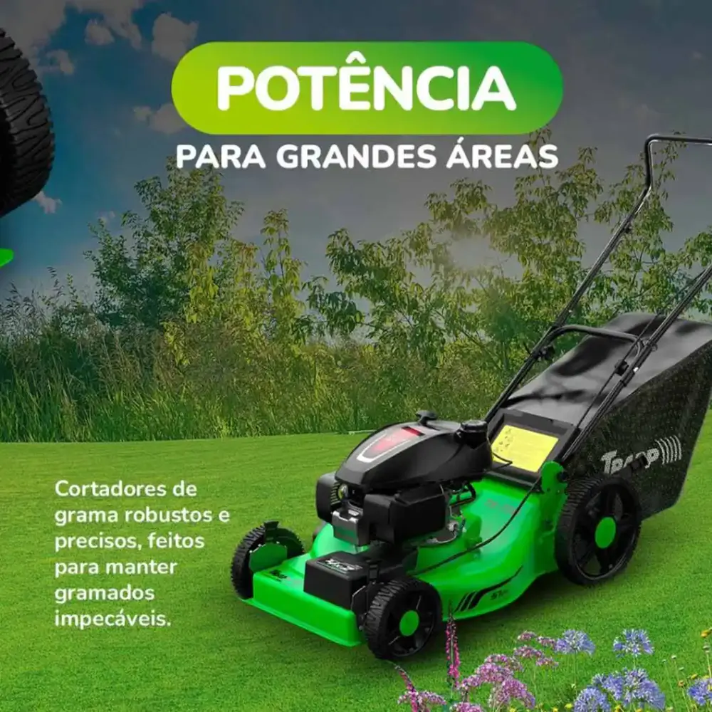 Cortador de grama gasolina 6,5 HP 4T roda alta recolhedor motor honda TH-750 Trapp — fotografia 6