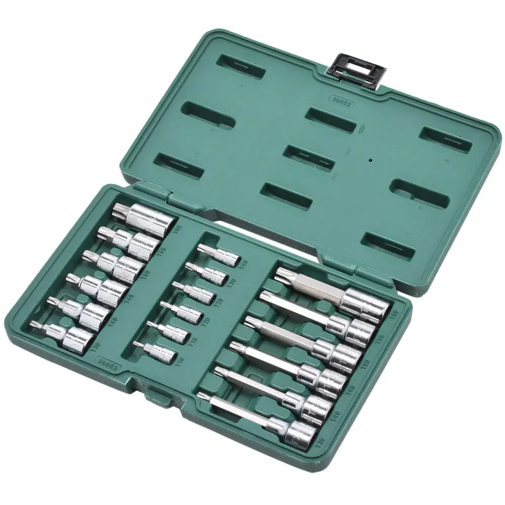Jogo de soquetes com bits torx 18 peç 1/4 1/2” Sata — fotografia 3