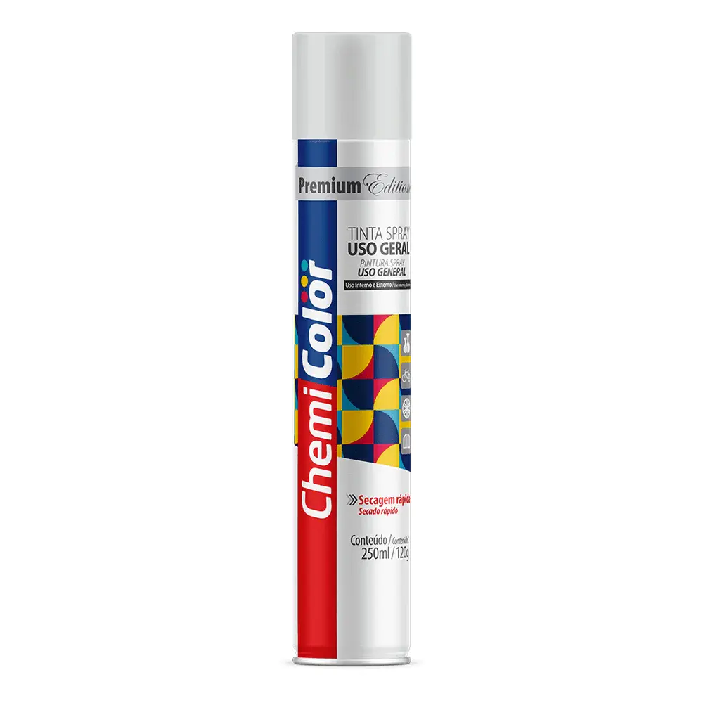 Tinta spray uso geral 250ML/120G branco fosco Chemicolor — fotografia 2