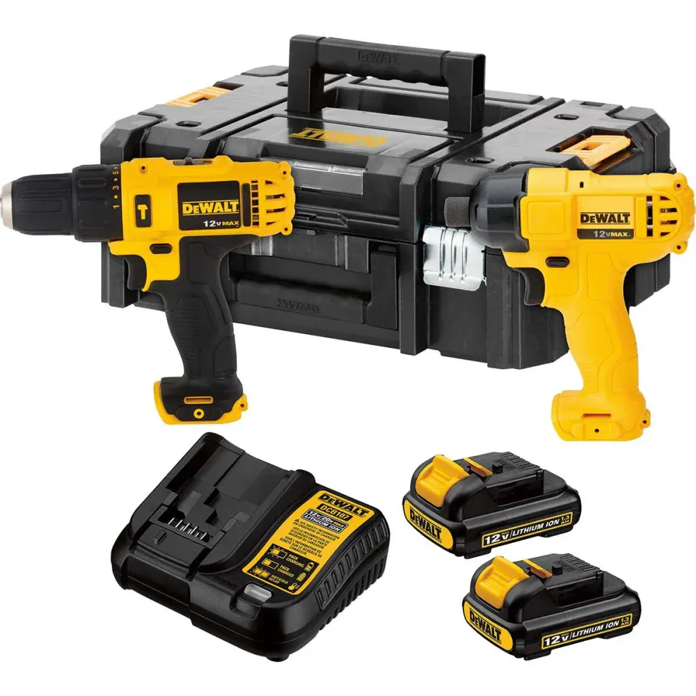 Parafusadeira furadeira e chave impacto 1/4 12V Dewalt — fotografia de referência
