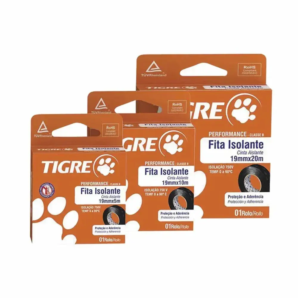 Fita isolante Tigre antichamas 19MMX10M