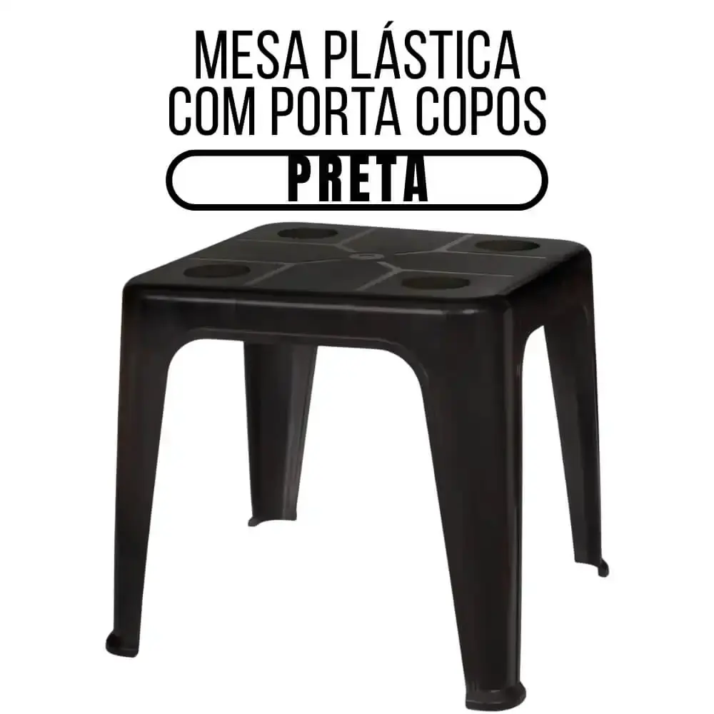 Mesa Plástica de Apoio com Porta-Copos 43 x 51 cm Várias Cores MOR Branco — fotografia 3