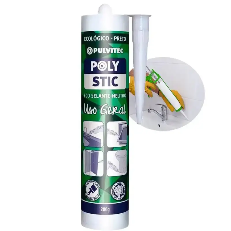 Silicone tubo 280G preto ecológico neutro ZF024 Pulvitec
