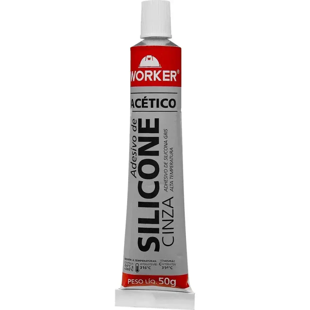 Silicone acético alta temperatura cinza 50G Worker — fotografia 6
