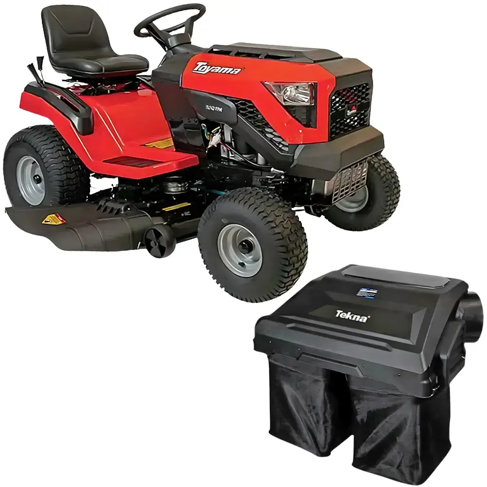 Trator cortador de grama 4T à gasolina 19.5 HP TLT42 com recolhedor 230 litros Toyama