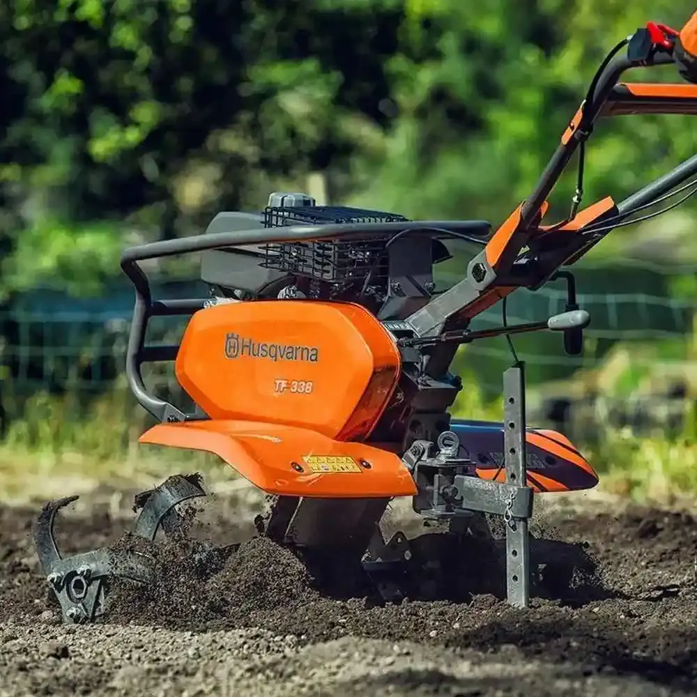 Motocultivador a gasolina 4,8 HP 4T 212 CC rodas e enxadas TF-338 Husqvarna — fotografia 6