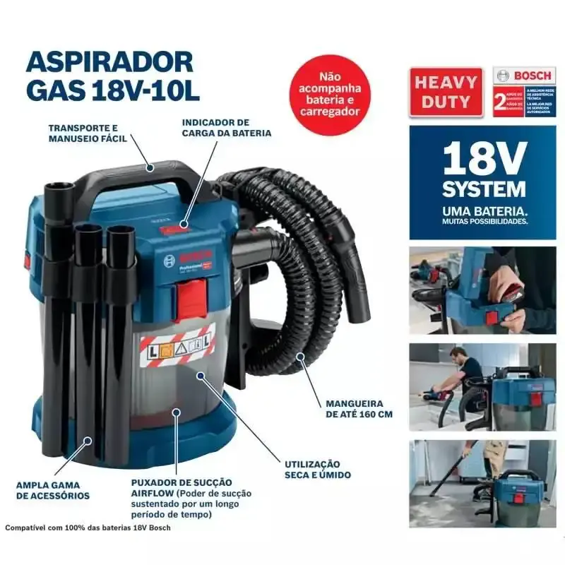 Chave de impacto 18V brushless 2 em 1 GDX18V-200 + aspirador pó e líquido 10L GAS 18V-10 Bosch — fotografia 8