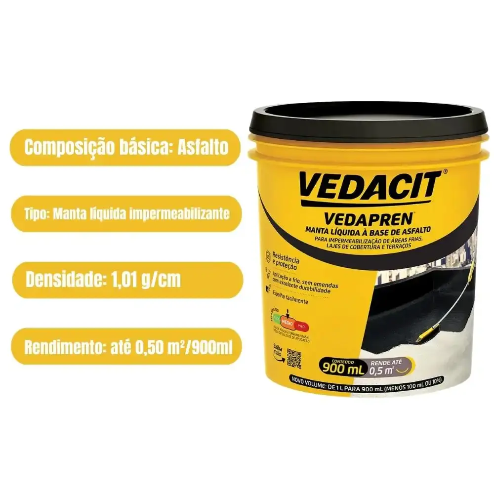 Impermeabilizante a base de asfalto vedapren 900ML 121911 otto — fotografia 5