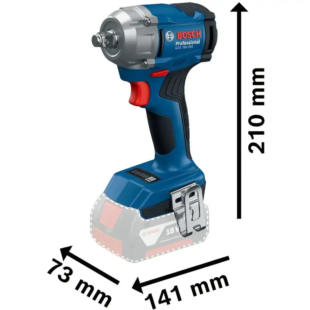 Chave de impacto a bateria 18V 1/2 POL 350 nm GDS 18V-350 Bosch — fotografia 2