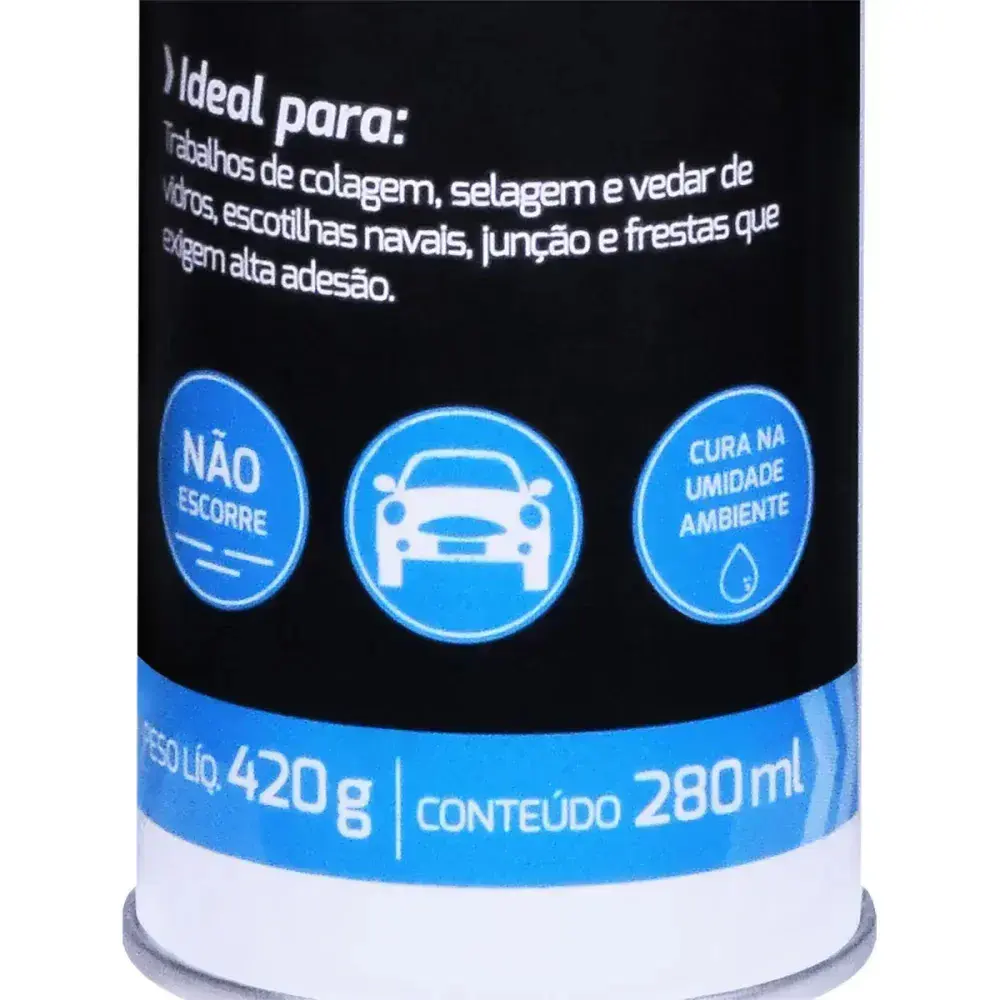 Adesivo fixa para-brisas poliuretano preto 280ML 420G Kala — fotografia 7