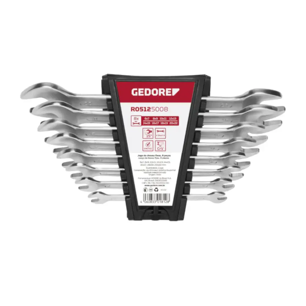 Chave fixa jogo de 6 à 22 MM com 8 peças R05125008 Gedore RED — fotografia de referência