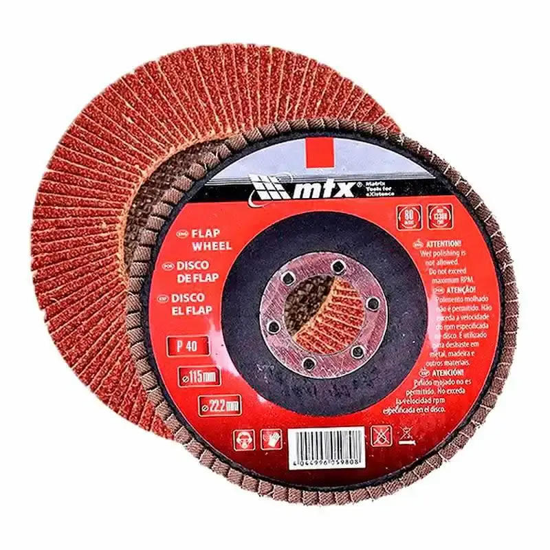 Disco de lixa flap 4.1/2 POL grana 40 kit com 10 unidades MTX — fotografia 2
