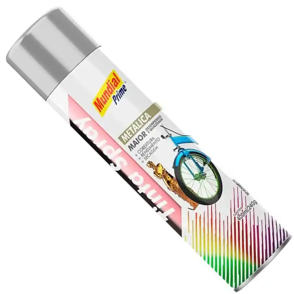 Tinta spray 400ML metálica prata AE01000093 mundial prime — fotografia 5