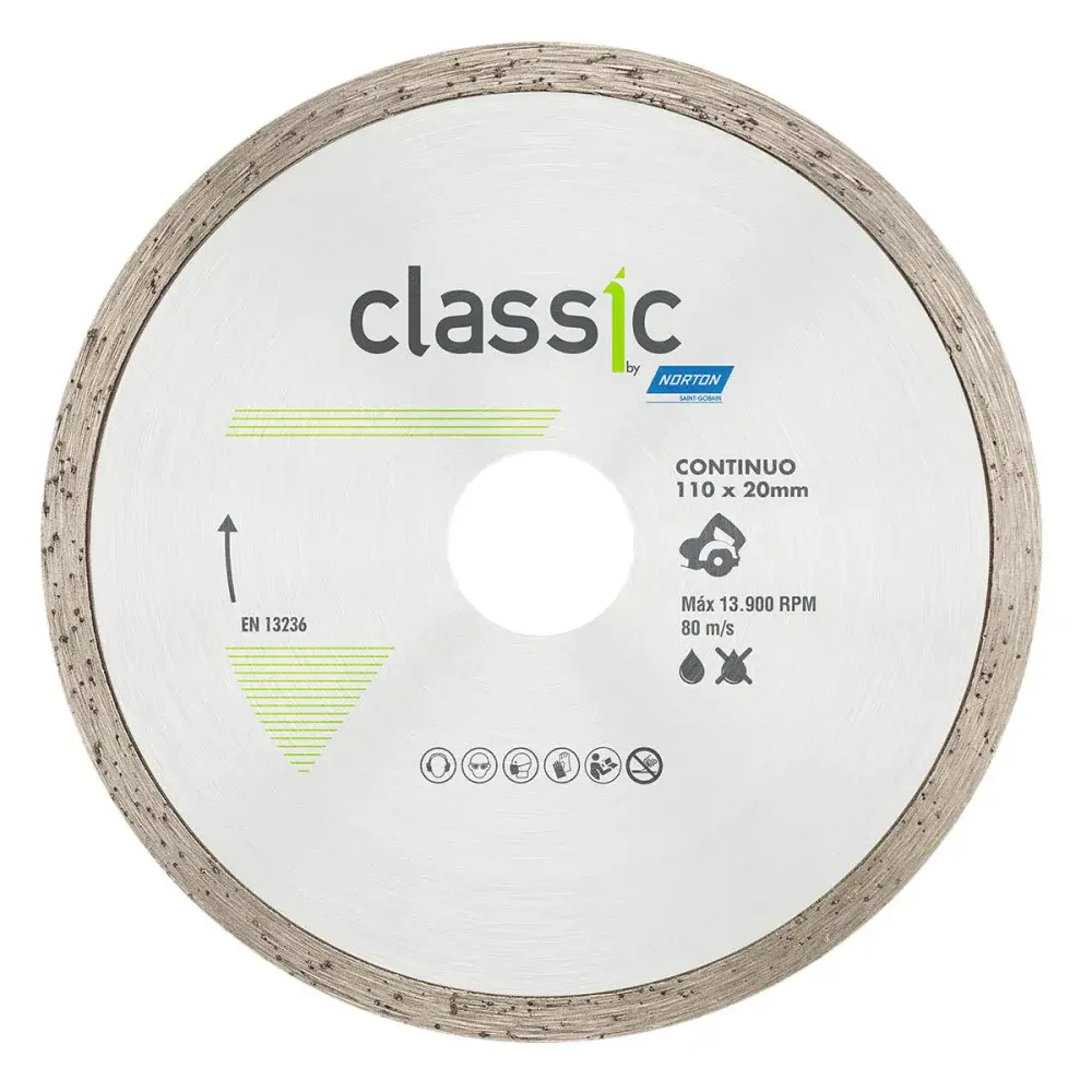 Disco diamantado classic contínuo para serra mármore 110X20MM Norton — fotografia de referência