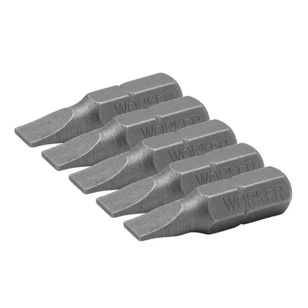 Bits parafusadeira 1/4 ponta fenda 5X50,8MM 5 peç Worker — fotografia de referência