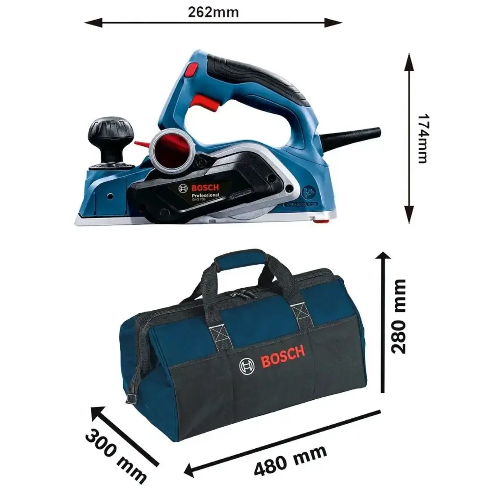 Plaina elétrica 700W CHO-700 com bolsa de nylon 480 MM Bosch 220 V — fotografia 2