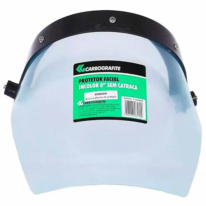 Protetor facial 8 pol incolor sem catraca 010251610 Carbografite — fotografia de referência