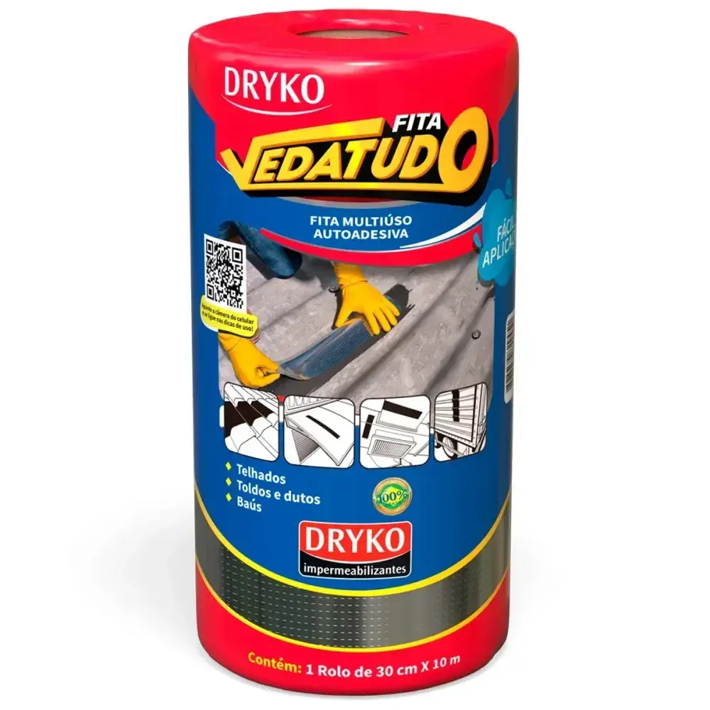 Fita adesiva asfáltica alumínio vedatudo 30CMX10M Dryko — fotografia 2