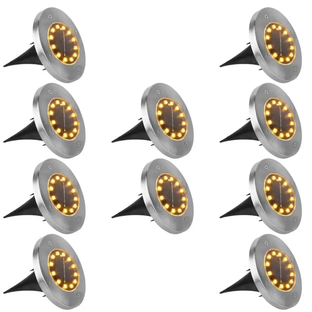 Luminária solar spot de chão 12 leds prova d`agua kit 10 peças casa LYS